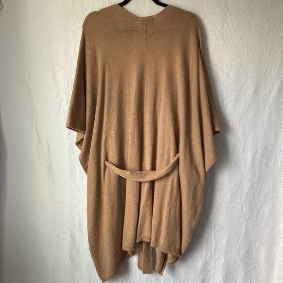 ANTHROPOLOGIE Saturday Sunday Lucia Tied Kimono Wrap Cardigan Poncho Cape Tan - Picture 7 of 7